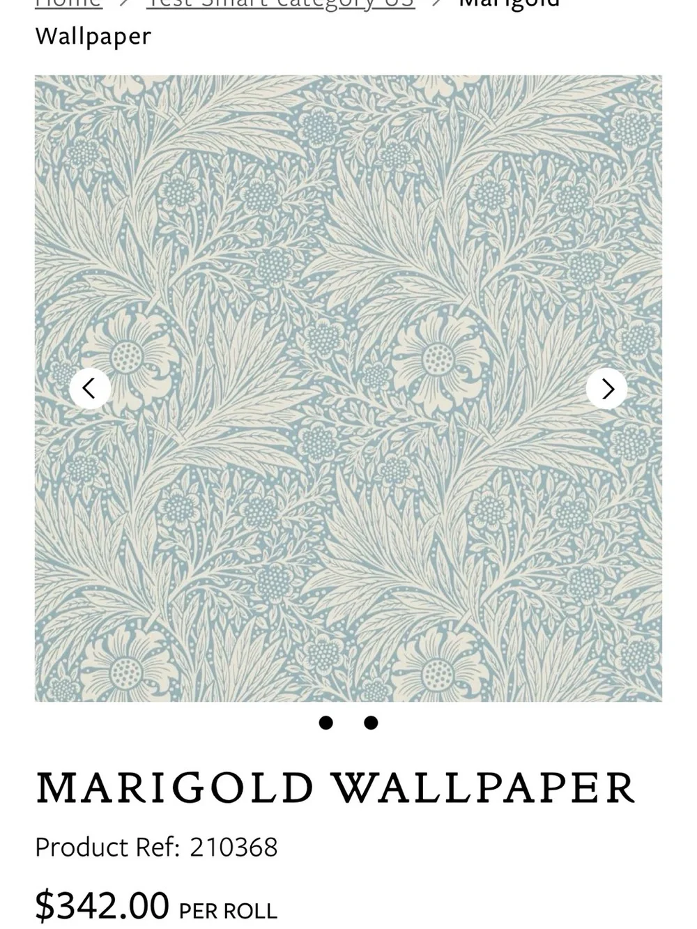 Morris & Co Marigold Wallpapar Color Wedgewood (2) rolls NWT Retails $382 each